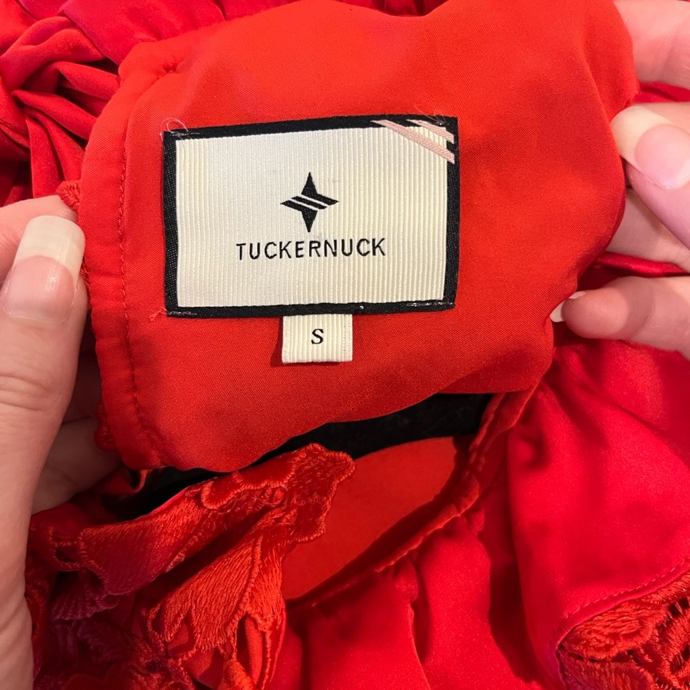 Tuckernuck Guipure Blythe Red Sleeveless Lace Shift Dress - Picture 4 of 6